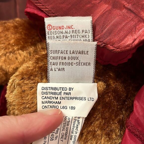 GUND Jewel Teddy Bear Plush Stuffed Animal Burgundy Dress - Picture 9 of 9